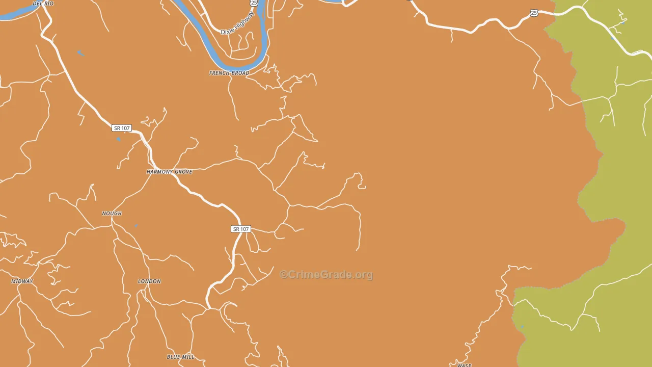 Harmony Grove, TN Map of Vandalism Rates