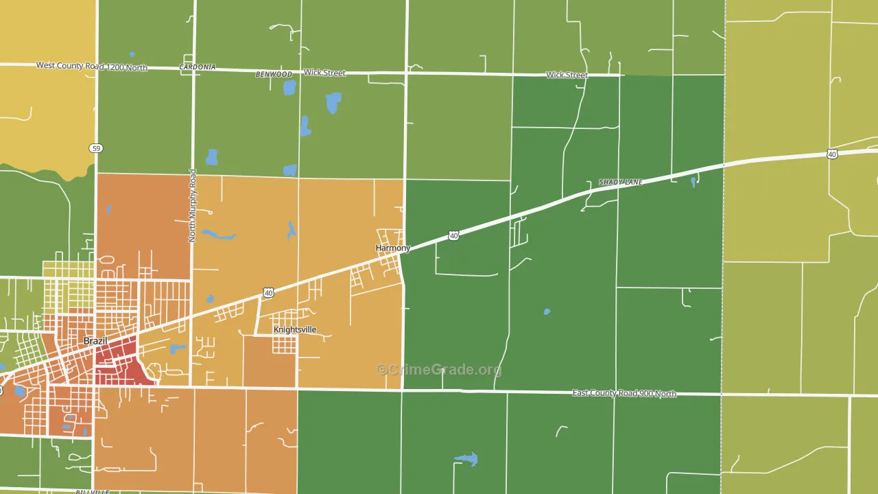 Harmony, IN Map of Vandalism Rates