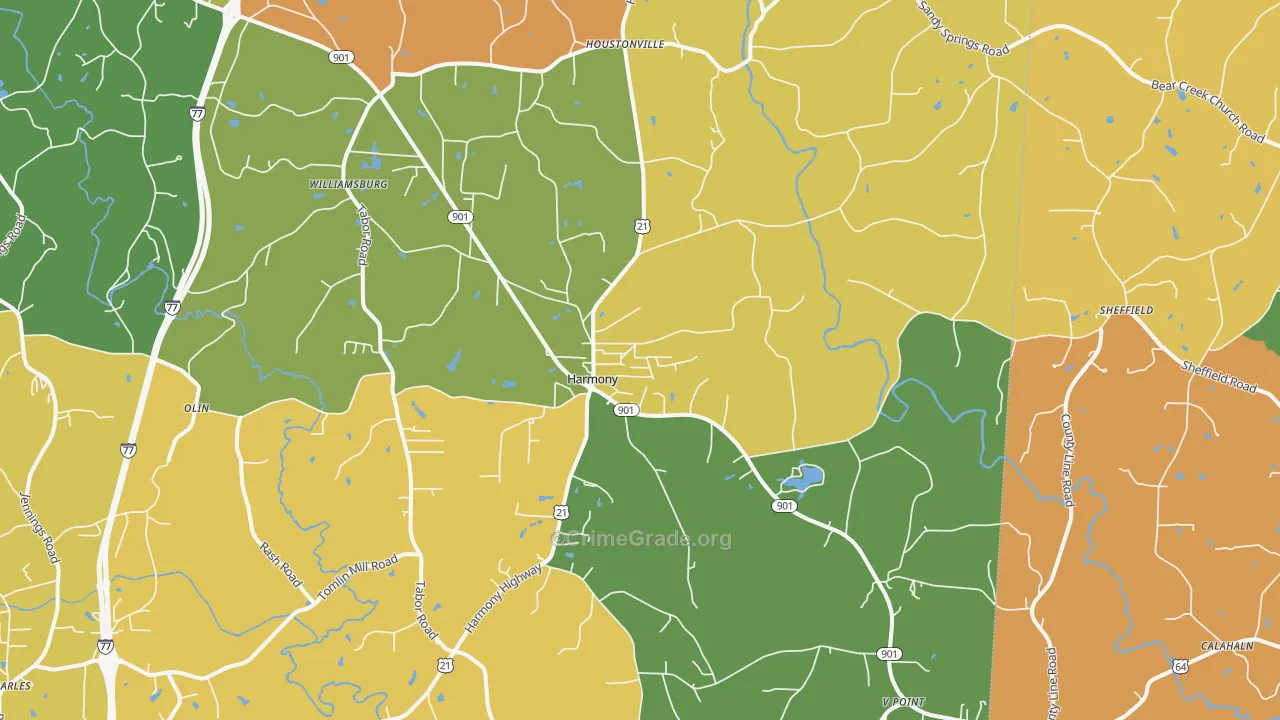 Harmony, NC Map of Vandalism Rates