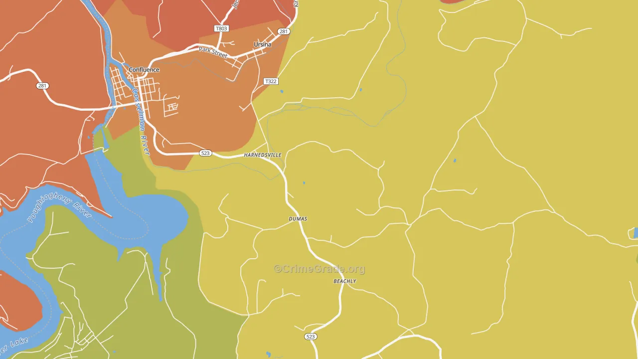 Harnedsville, PA Map of Vandalism Rates