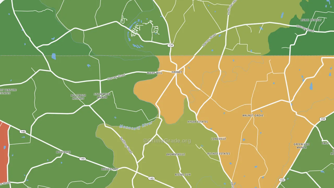 Harney, MD Map of Vandalism Rates
