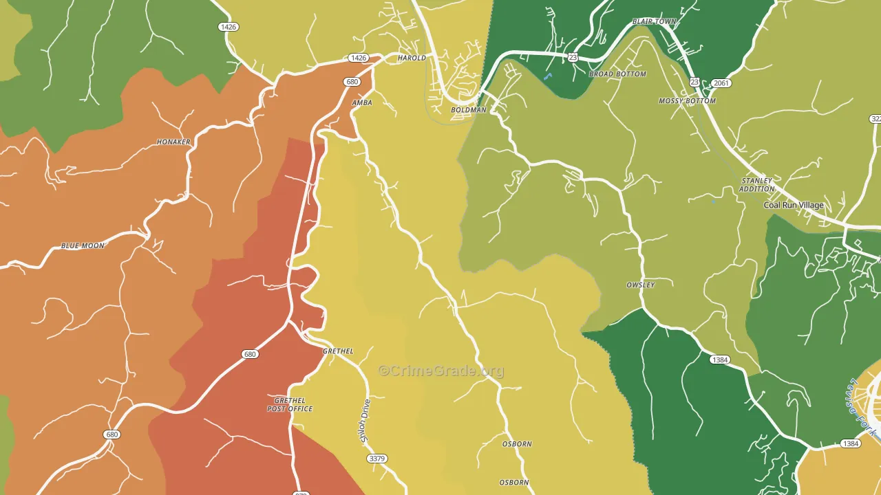 Harold, KY Map of Vandalism Rates