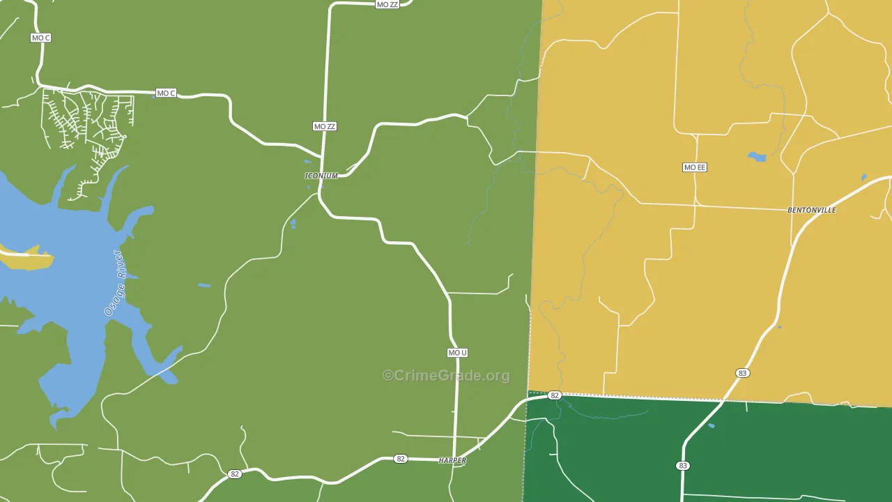 Harper, MO Map of Vandalism Rates