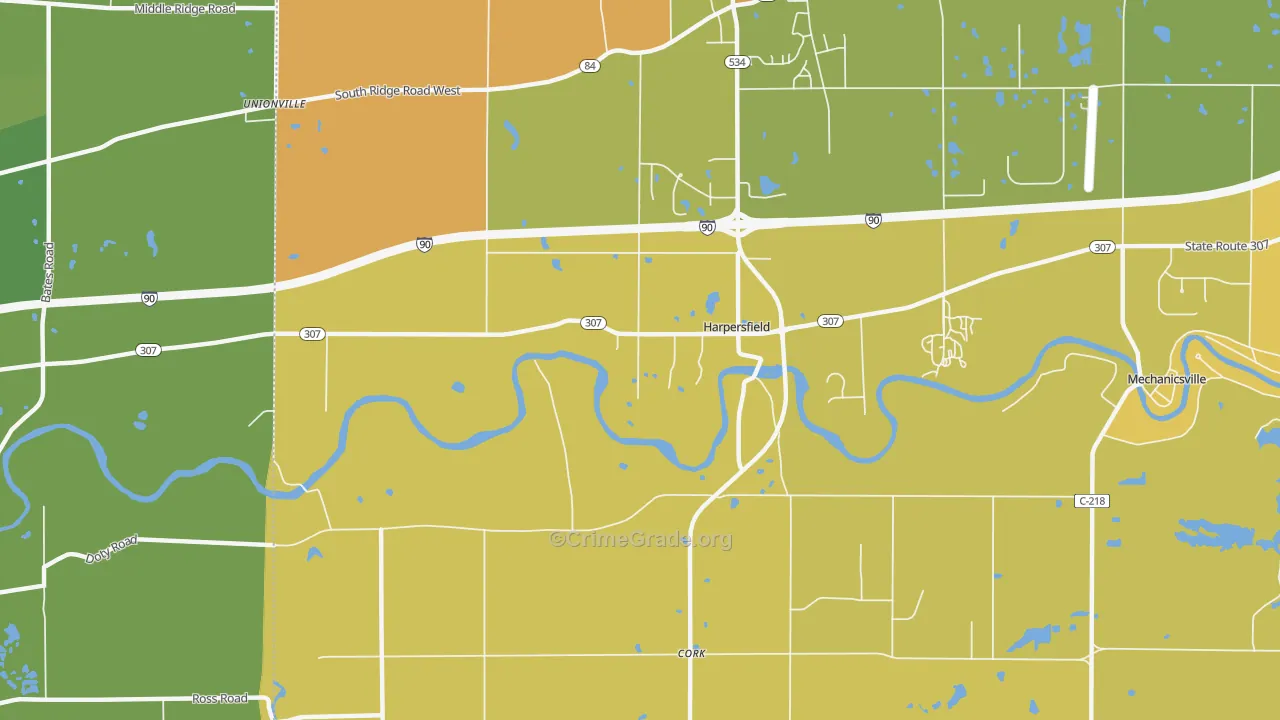 Harpersfield, OH Map of Vandalism Rates