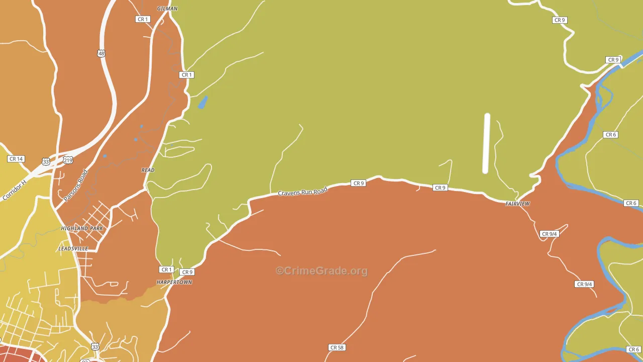 Harpertown, WV Map of Vandalism Rates