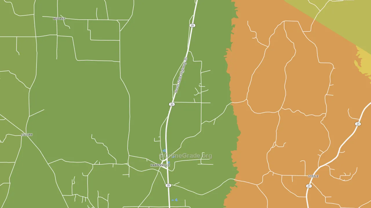 Harperville, MS Map of Vandalism Rates