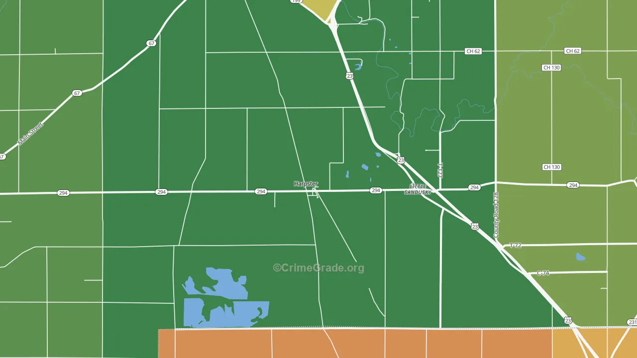 Harpster, OH Map of Vandalism Rates