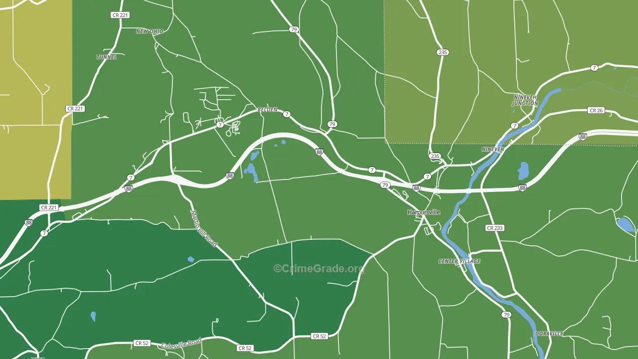 Harpursville, NY Map of Vandalism Rates