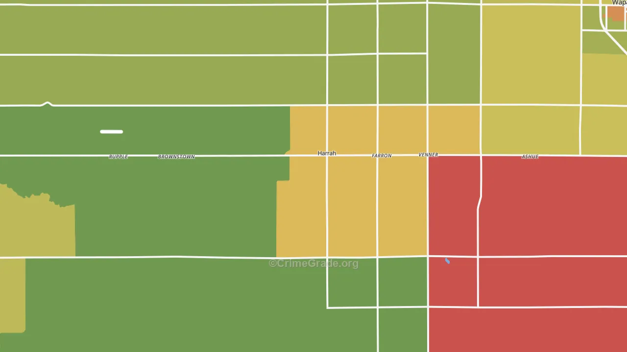 Harrah, WA Map of Vandalism Rates