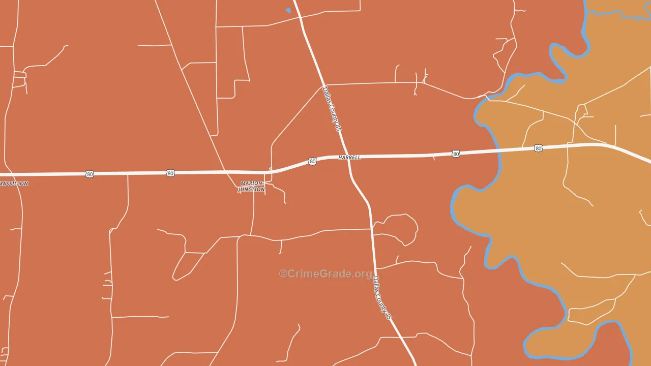 Harrell, AL Map of Vandalism Rates
