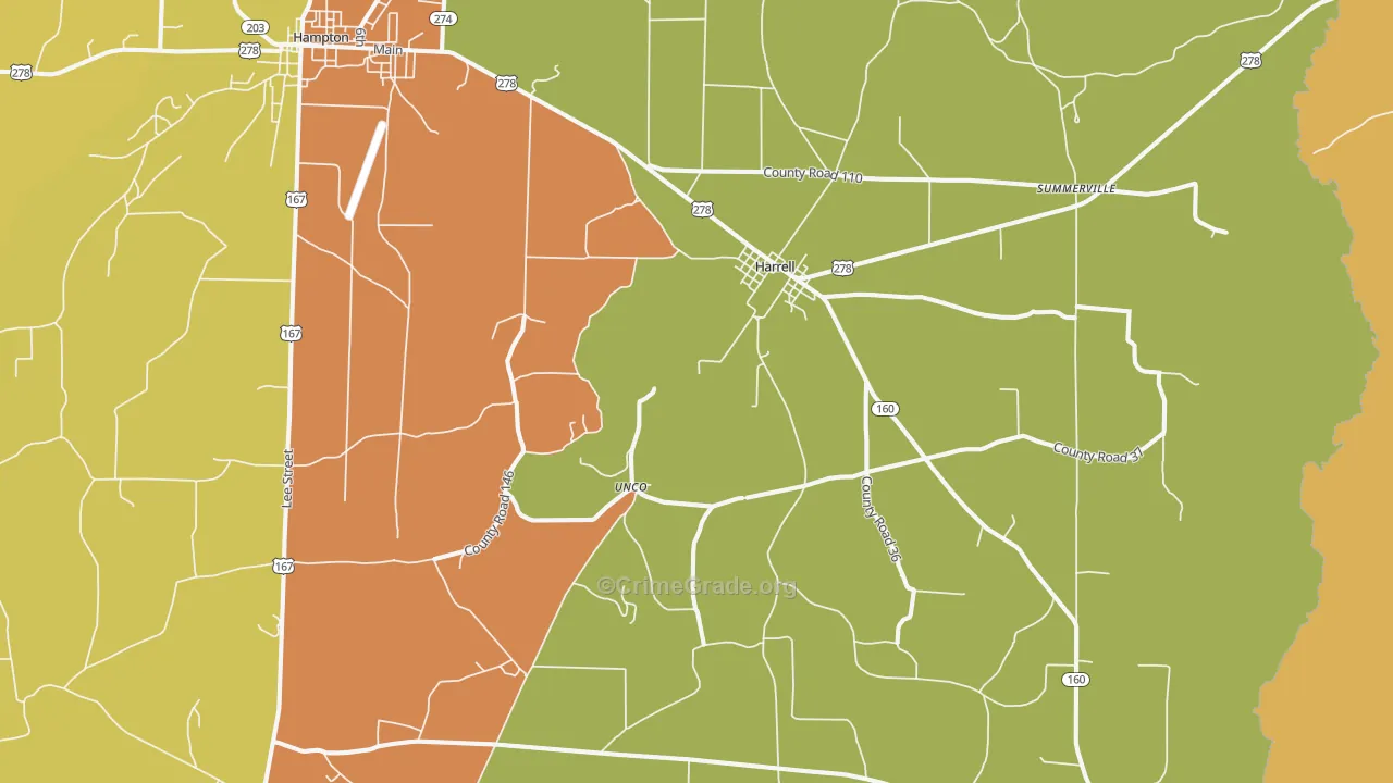 Harrell, AR Map of Vandalism Rates
