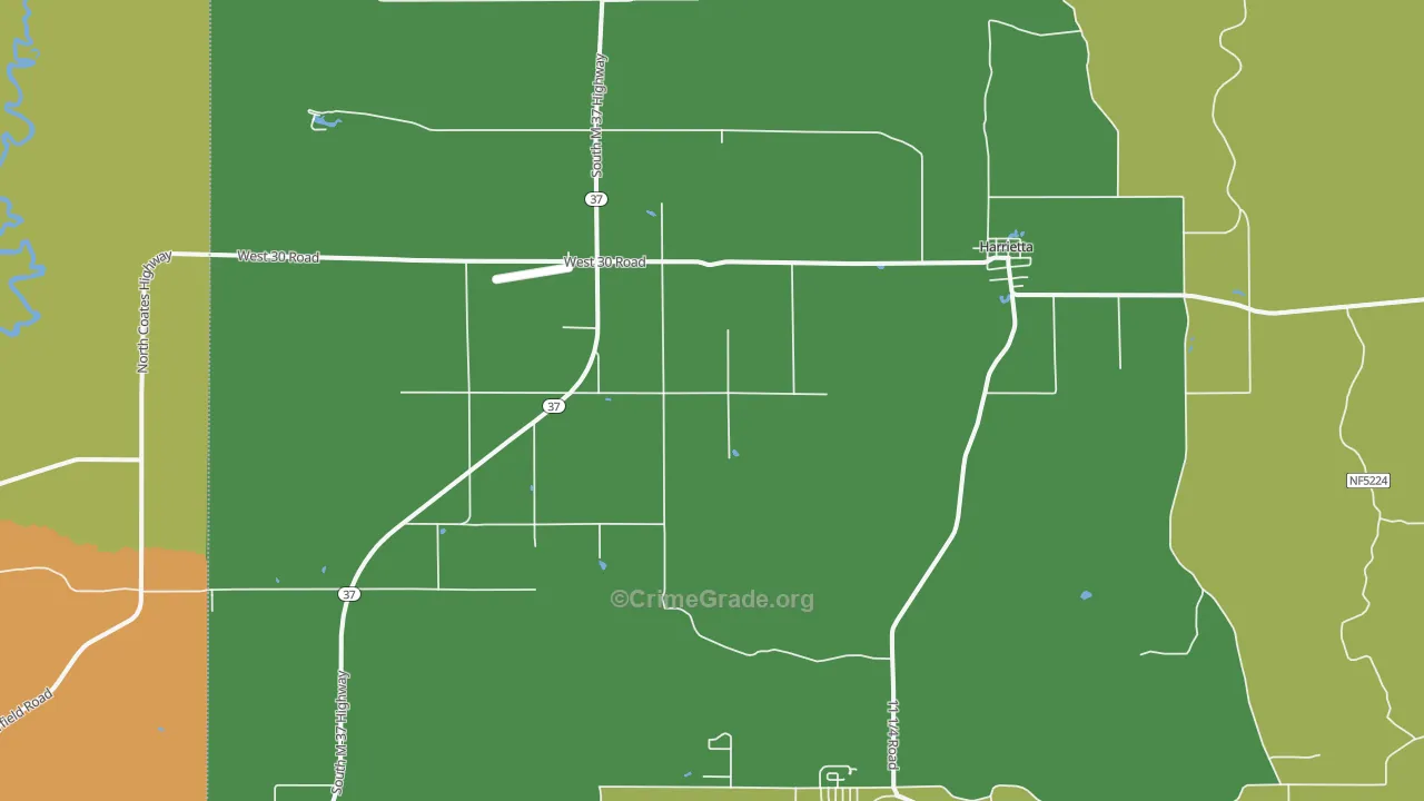 Harrietta, MI Map of Vandalism Rates