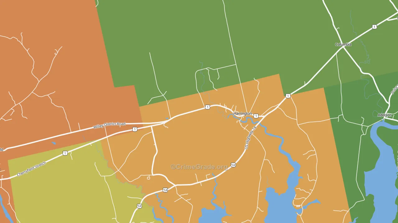 Harrington, ME Map of Vandalism Rates