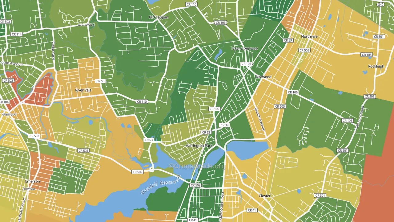 Harrington Park, NJ Map of Vandalism Rates
