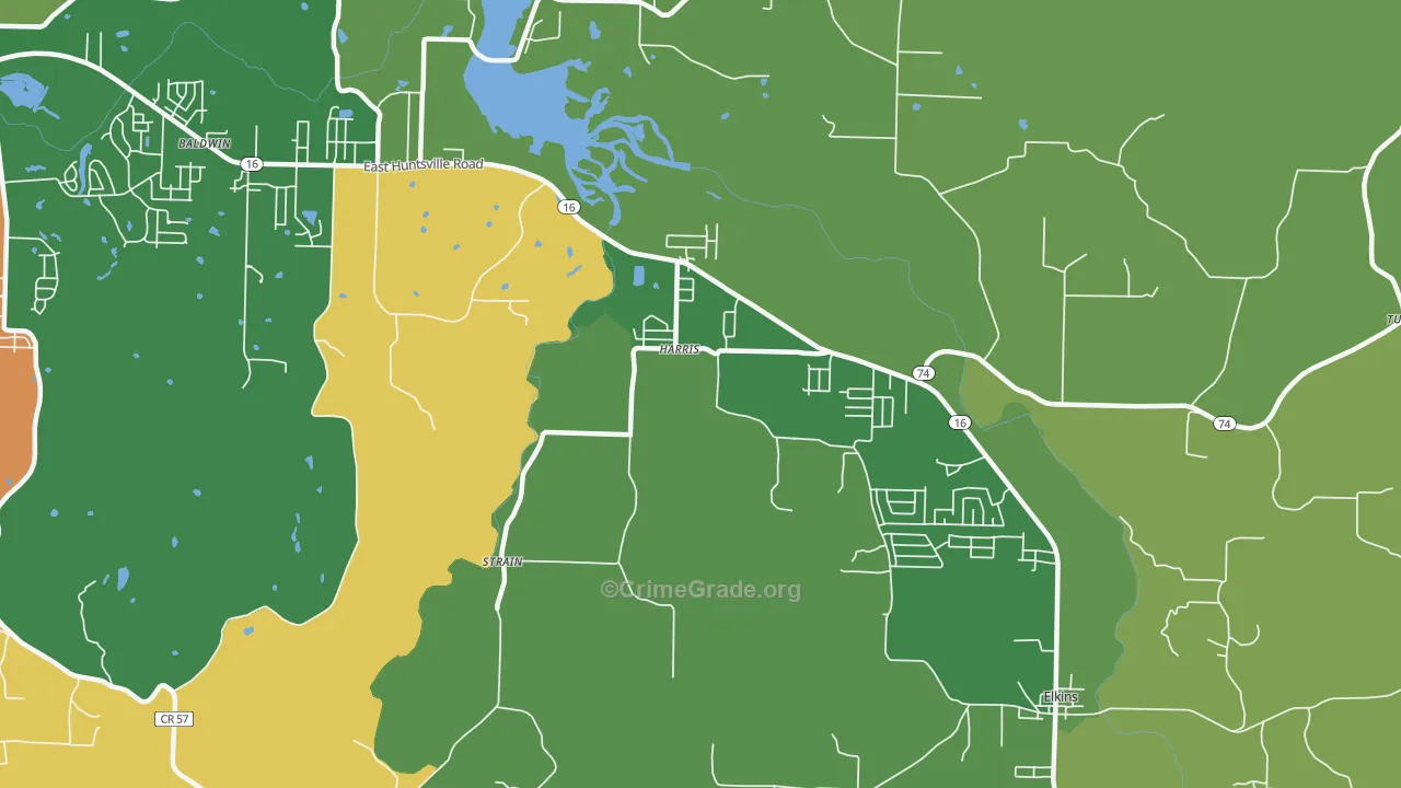 Harris, AR Map of Vandalism Rates