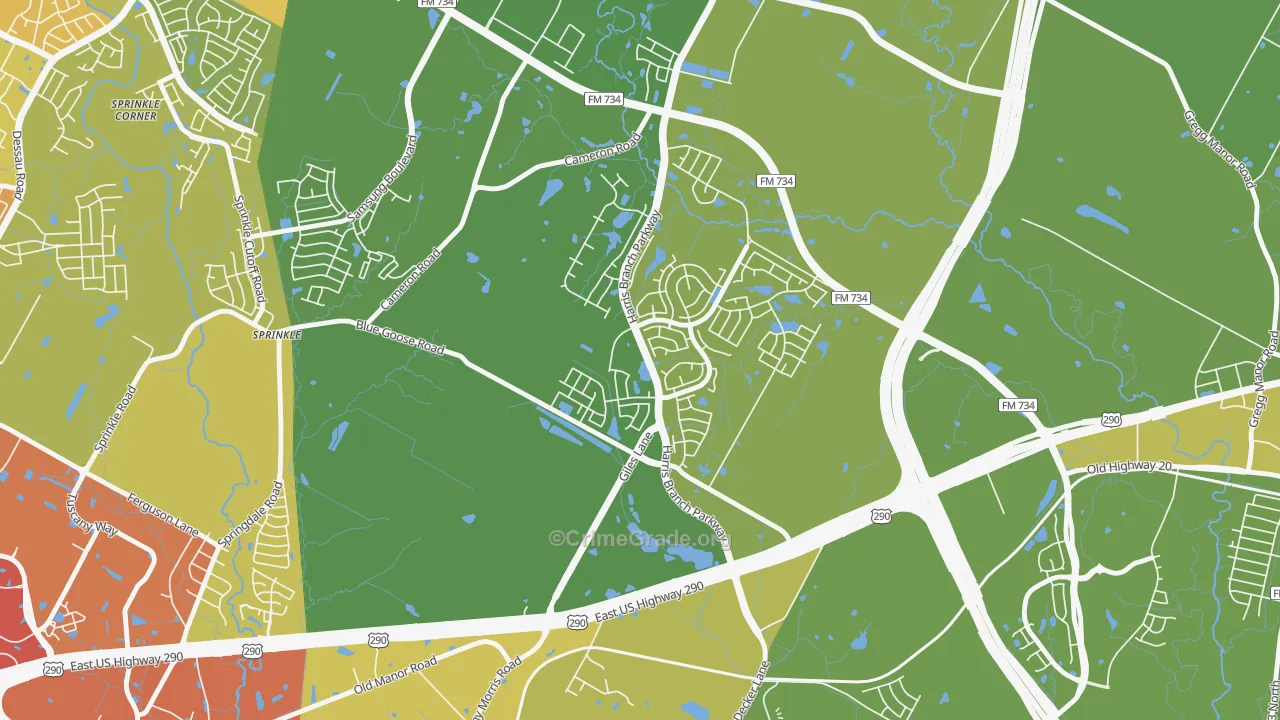 Harris Branch, Austin, TX Map of Vandalism Rates