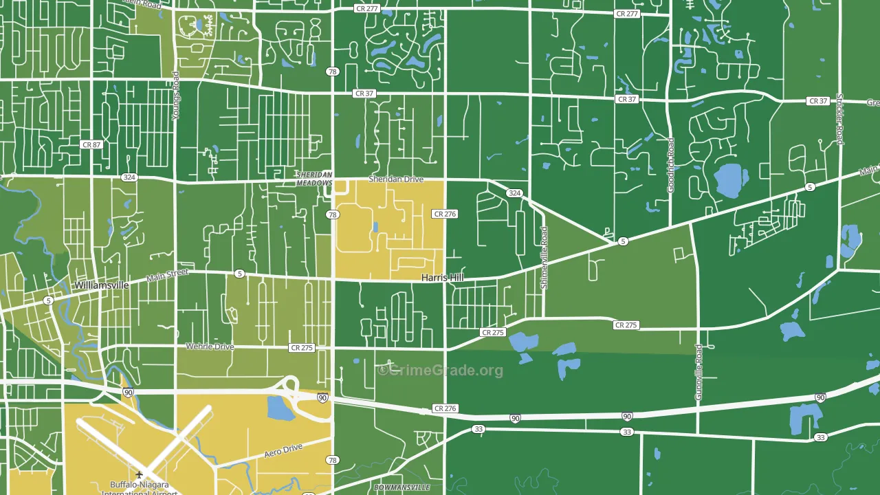 Harris Hill, NY Map of Vandalism Rates