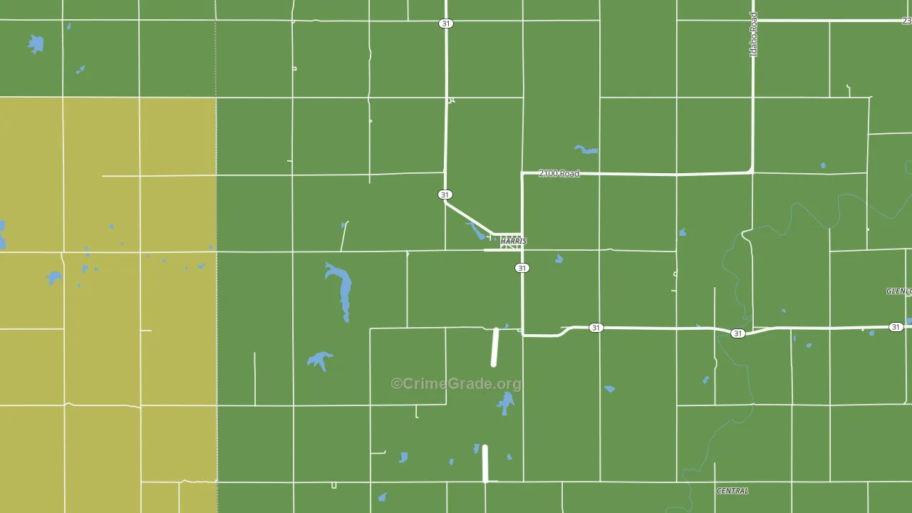 Harris, KS Map of Vandalism Rates