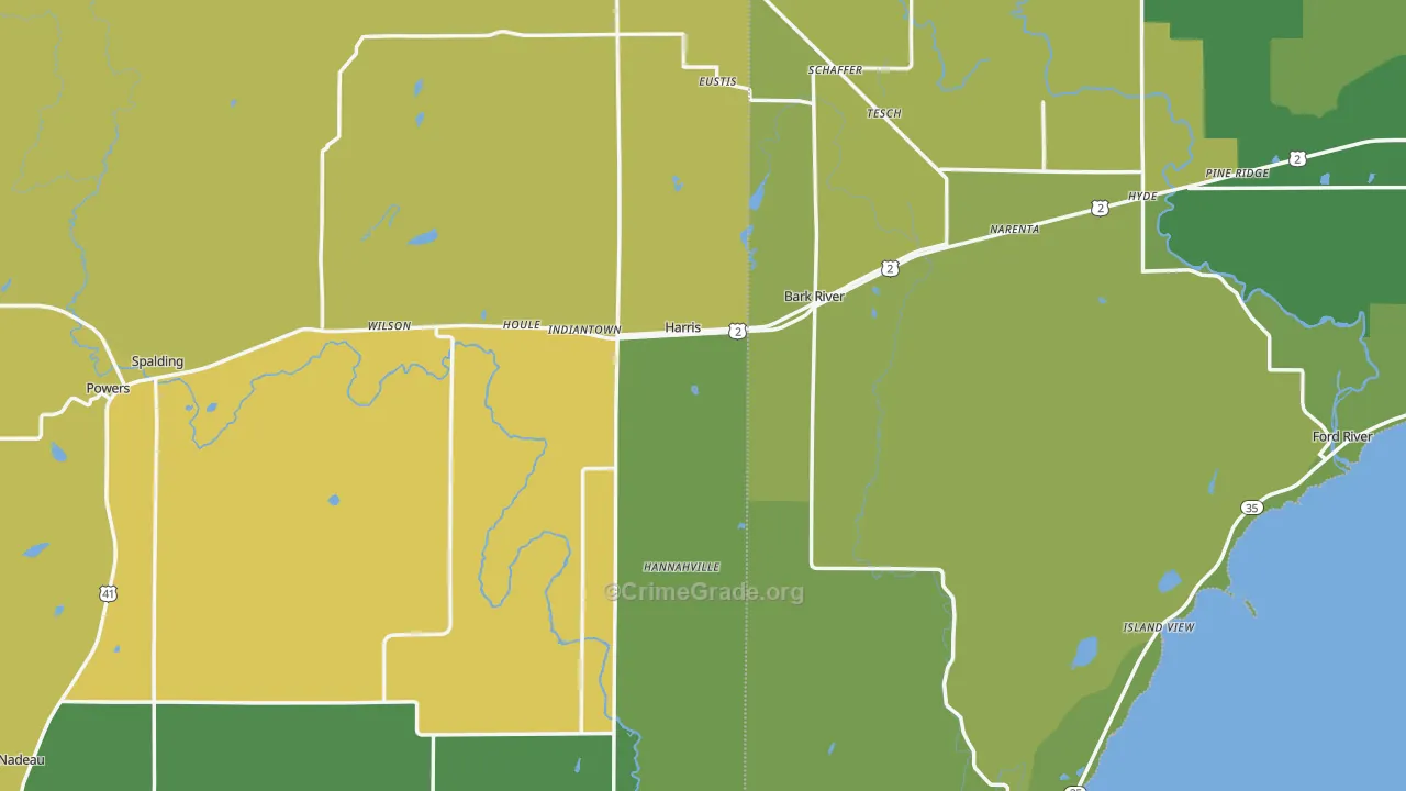 Harris, MI Map of Vandalism Rates