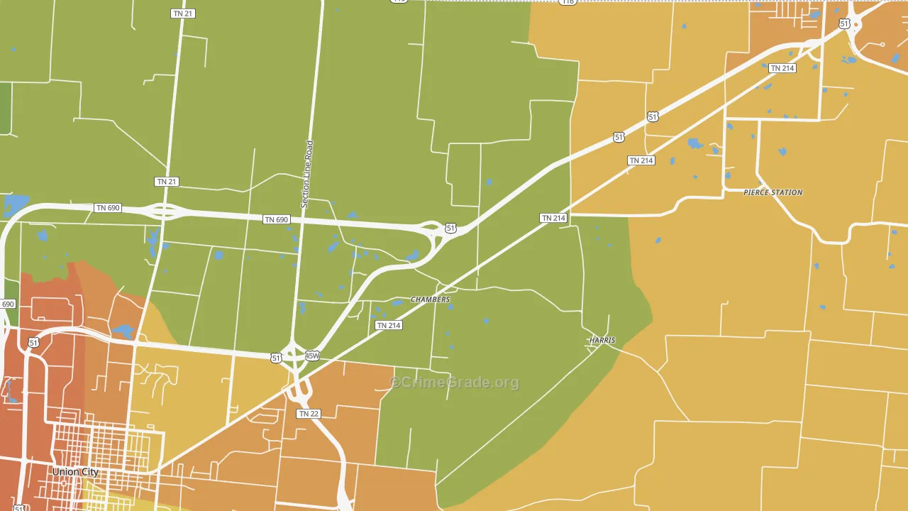 Harris, TN Map of Vandalism Rates