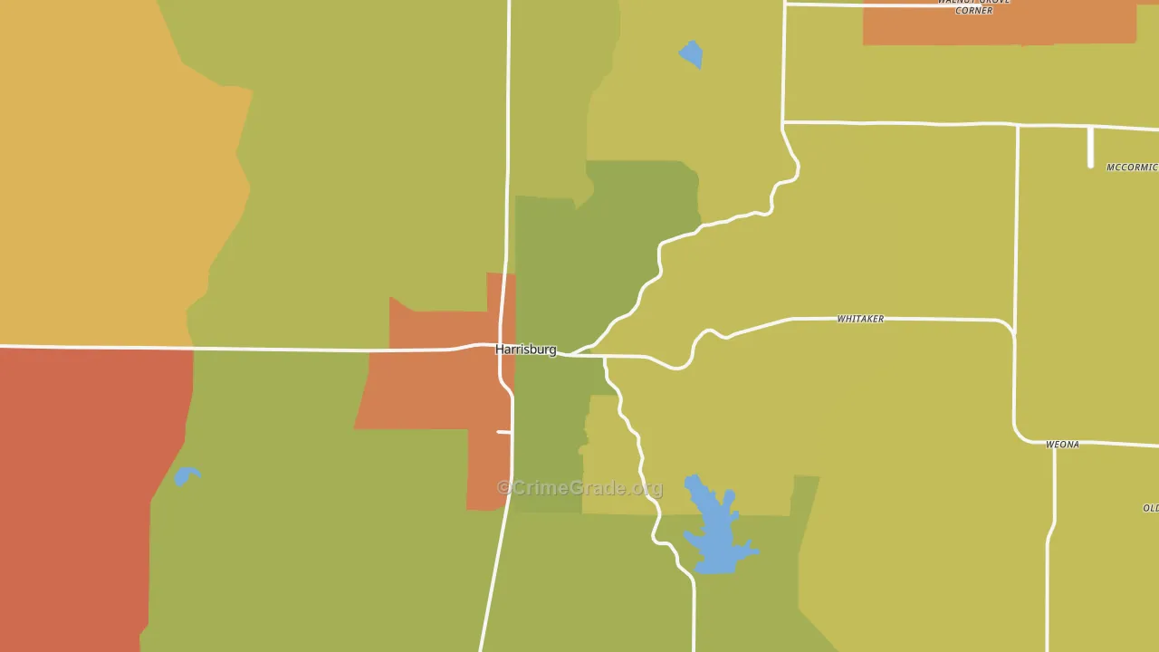 Harrisburg, AR Map of Vandalism Rates