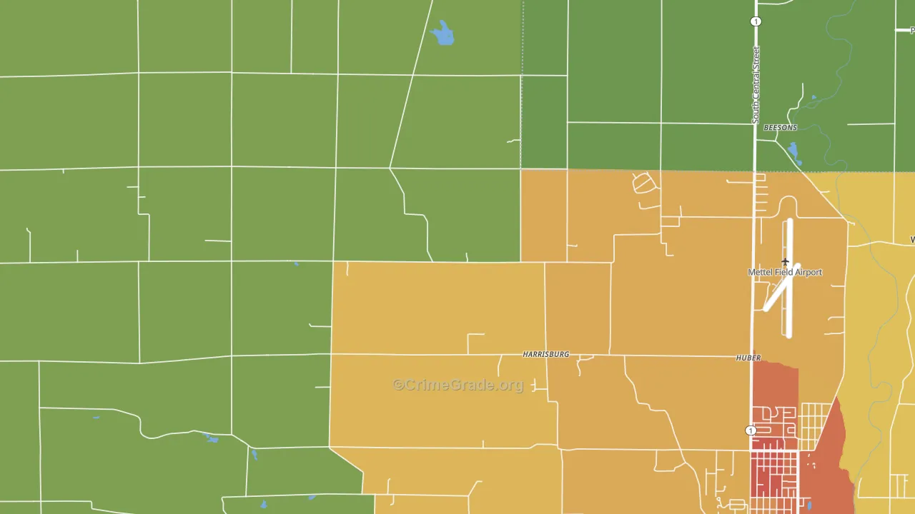 Harrisburg, IN Map of Vandalism Rates