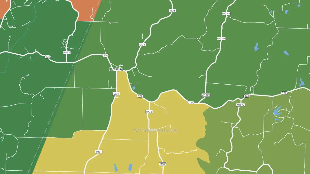 Harrisburg, MO Map of Vandalism Rates