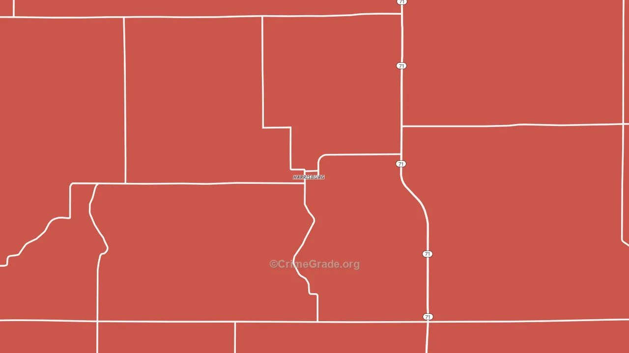 Harrisburg, NE Map of Vandalism Rates