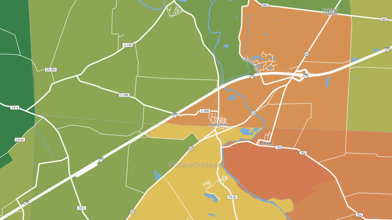 Harrisburg, OH Map of Vandalism Rates
