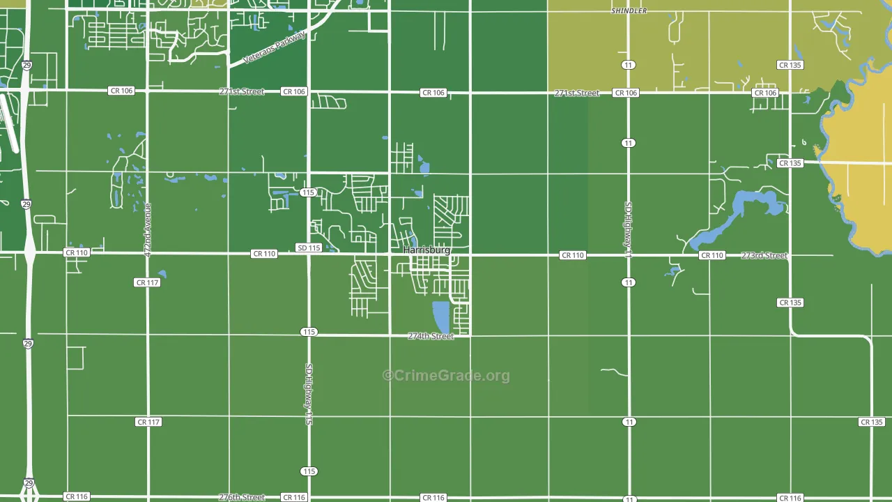 Harrisburg, SD Map of Vandalism Rates