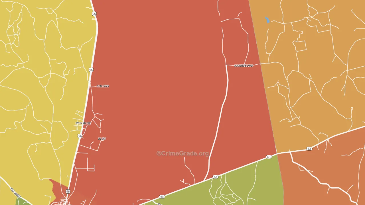 Harrisburg, TX Map of Vandalism Rates