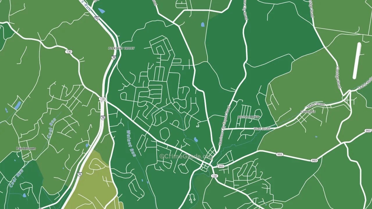 Harrison City, PA Map of Vandalism Rates