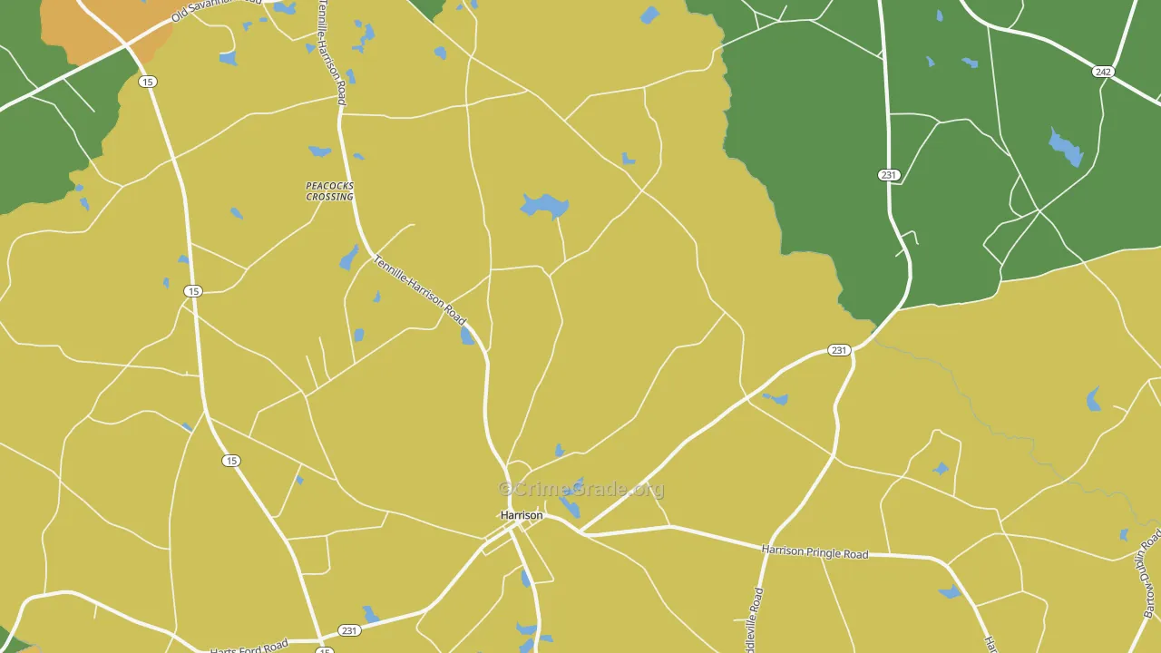 Harrison, GA Map of Vandalism Rates
