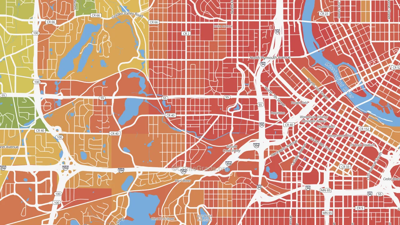 Harrison, Minneapolis, MN Map of Vandalism Rates
