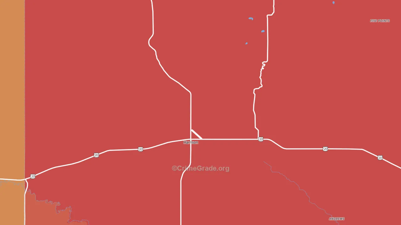 Harrison, NE Map of Vandalism Rates