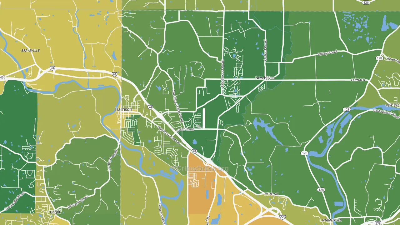 Harrison, OH Map of Vandalism Rates