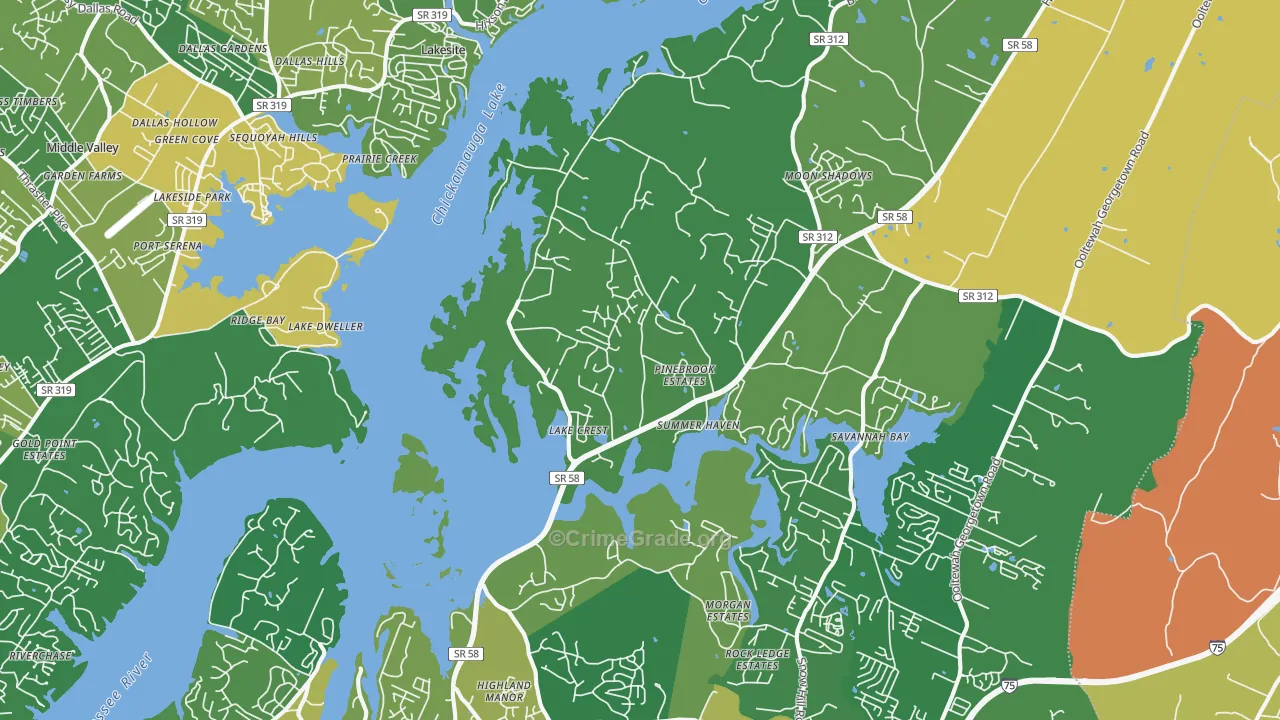 Harrison, TN Map of Vandalism Rates