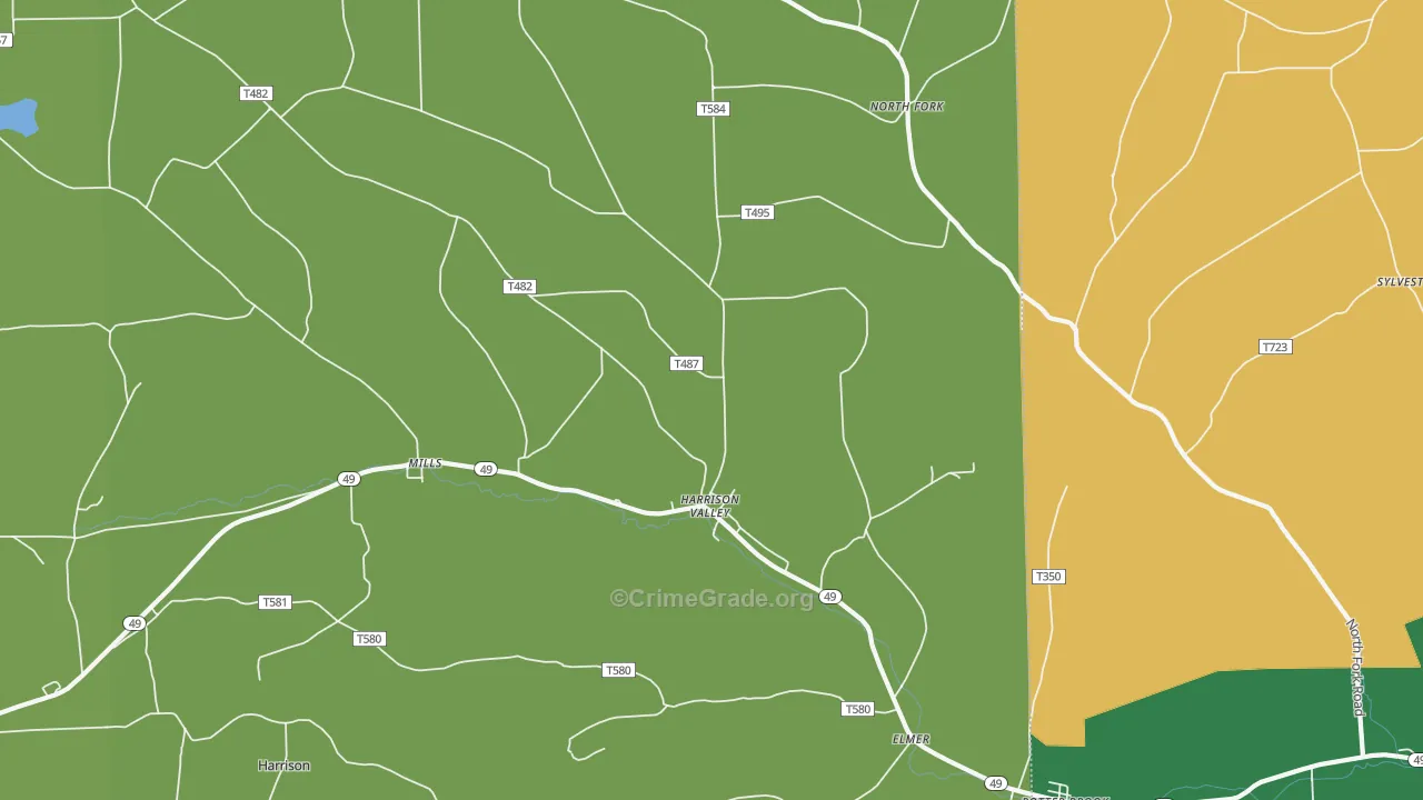 Harrison Valley, PA Map of Vandalism Rates