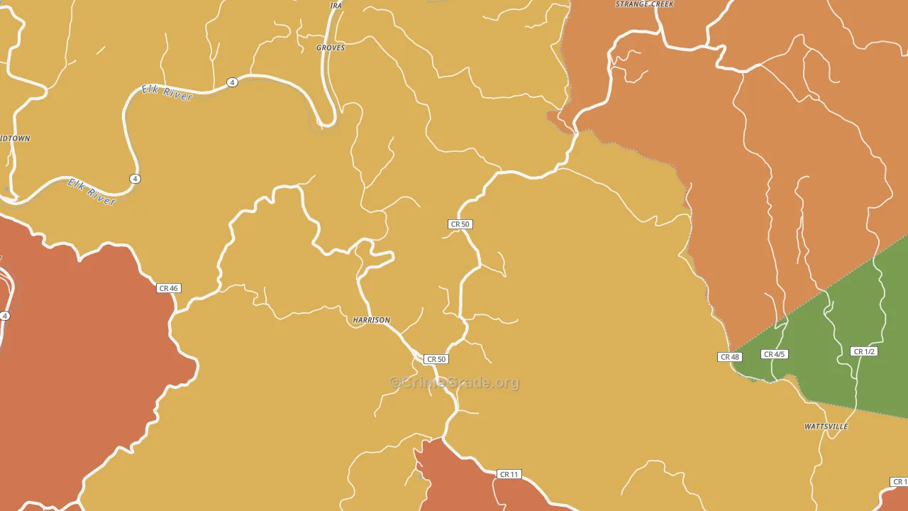 Harrison, WV Map of Vandalism Rates