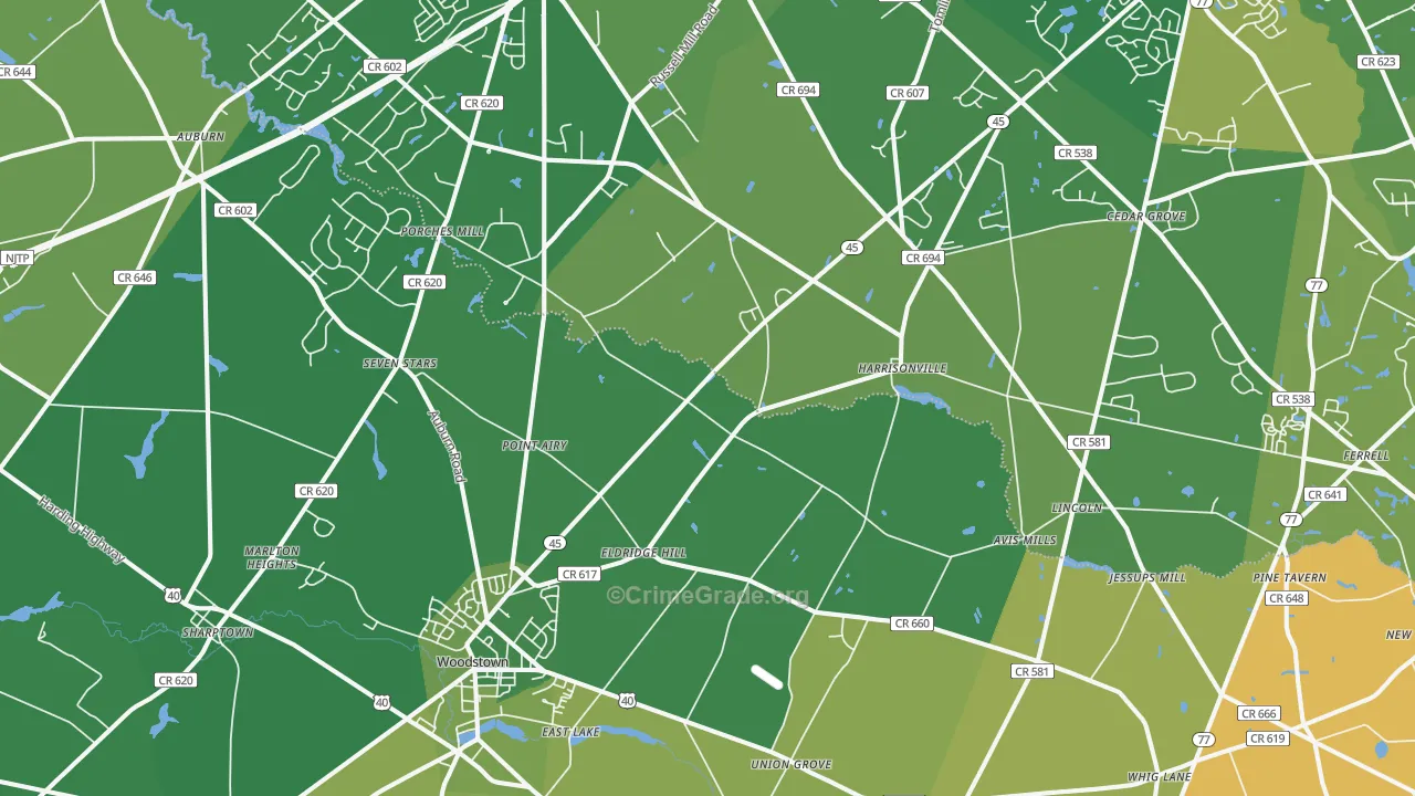Harrisonville, NJ Map of Vandalism Rates