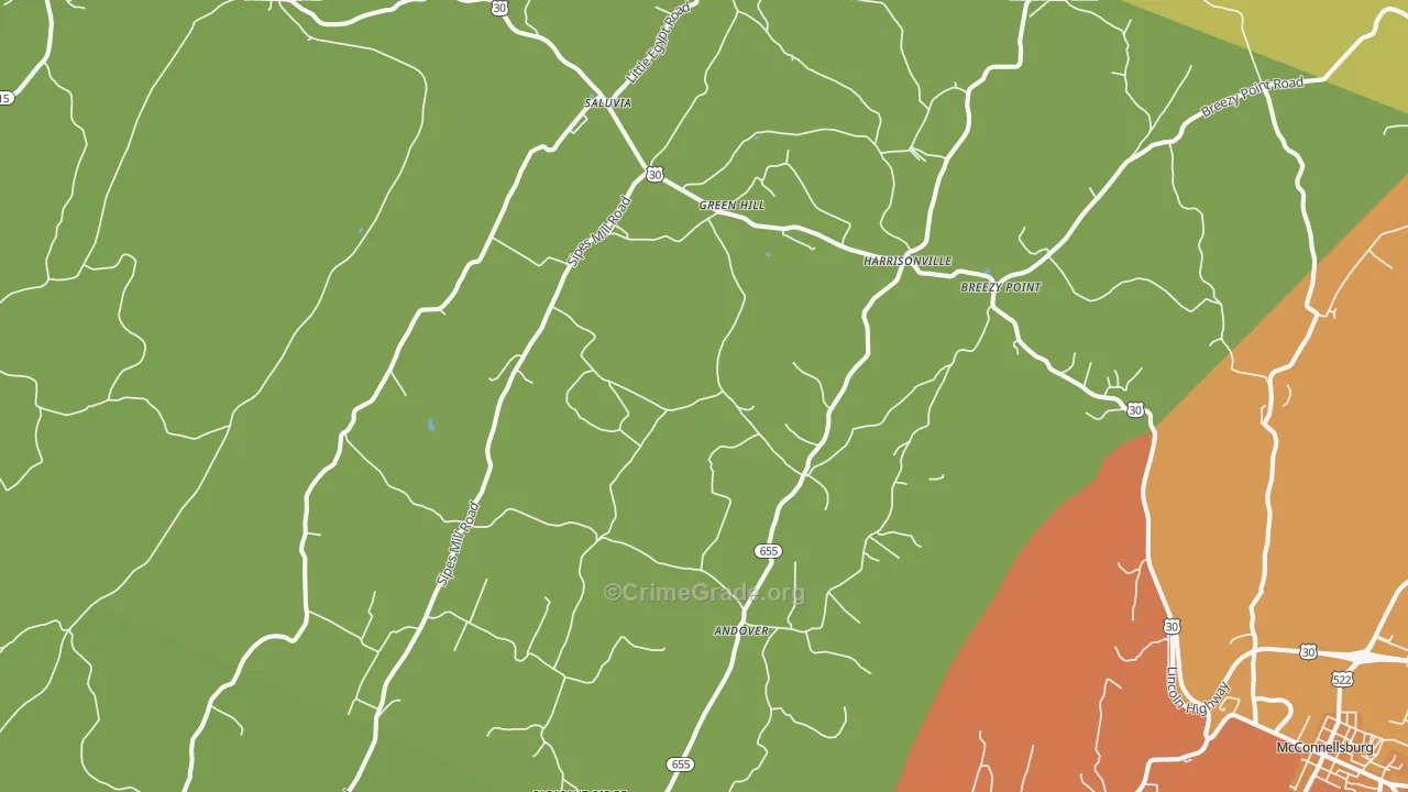 Harrisonville, PA Map of Vandalism Rates
