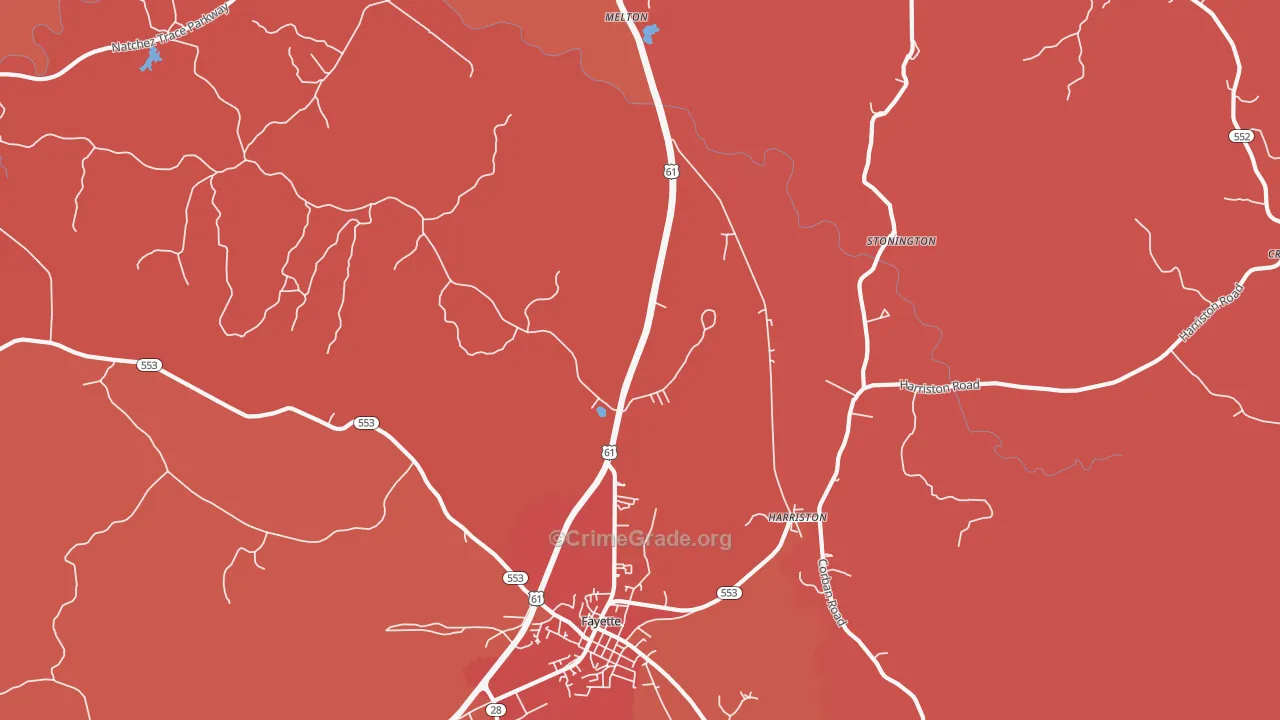 Harriston, MS Map of Vandalism Rates