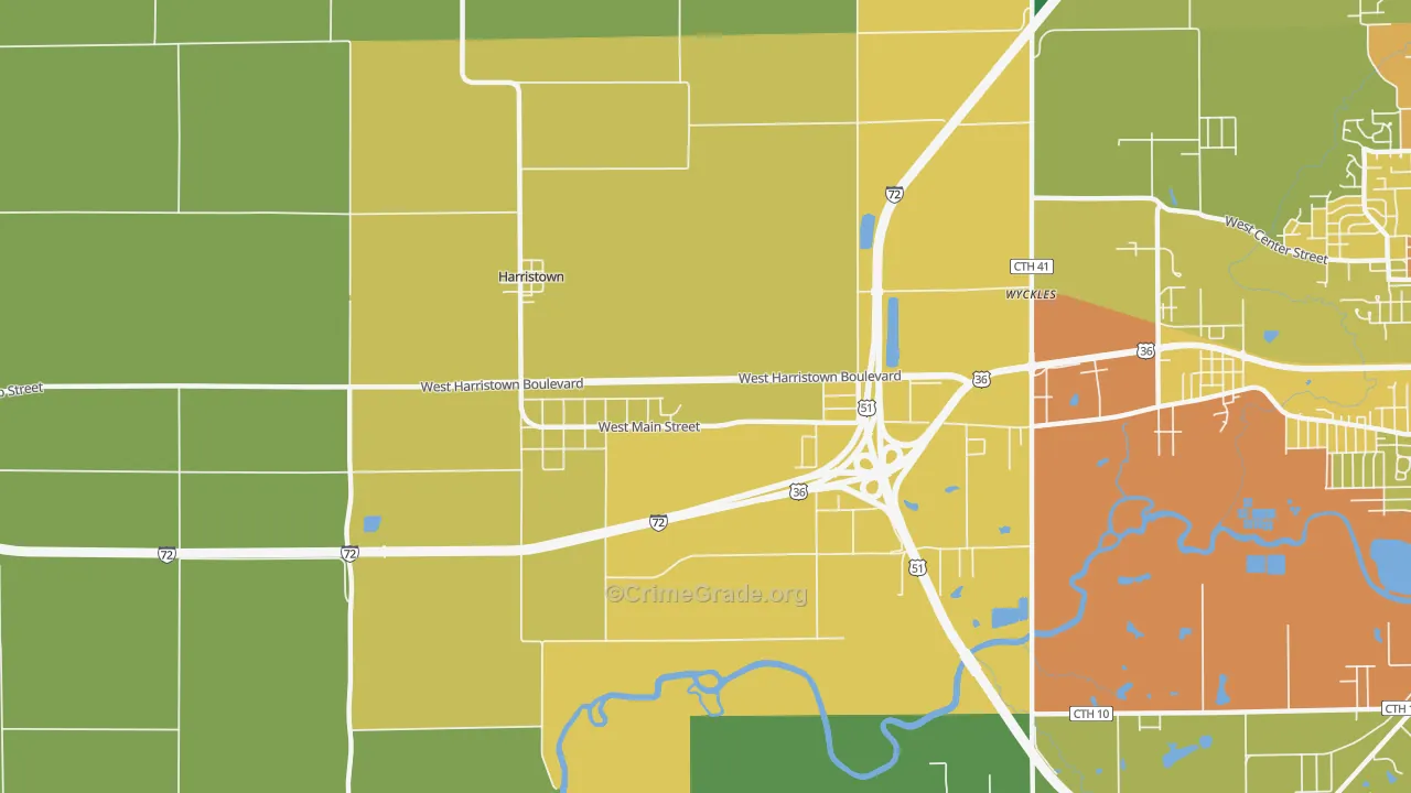 Harristown, IL Map of Vandalism Rates