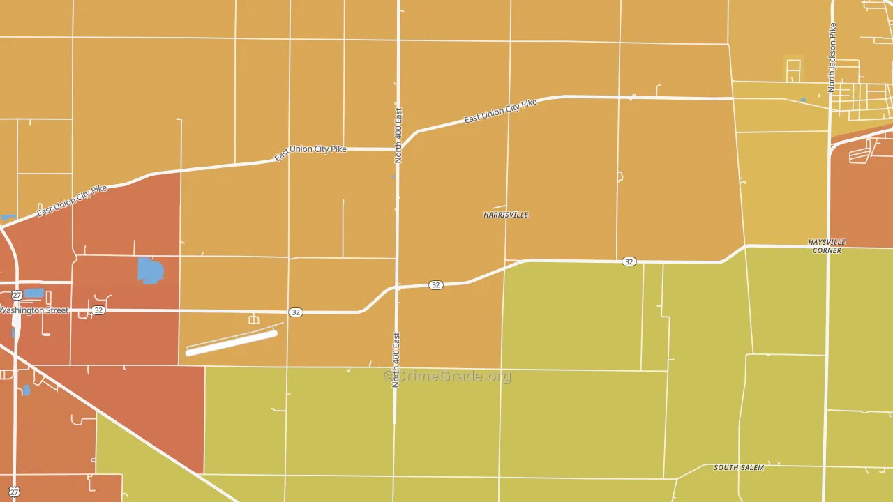 Harrisville, IN Map of Vandalism Rates