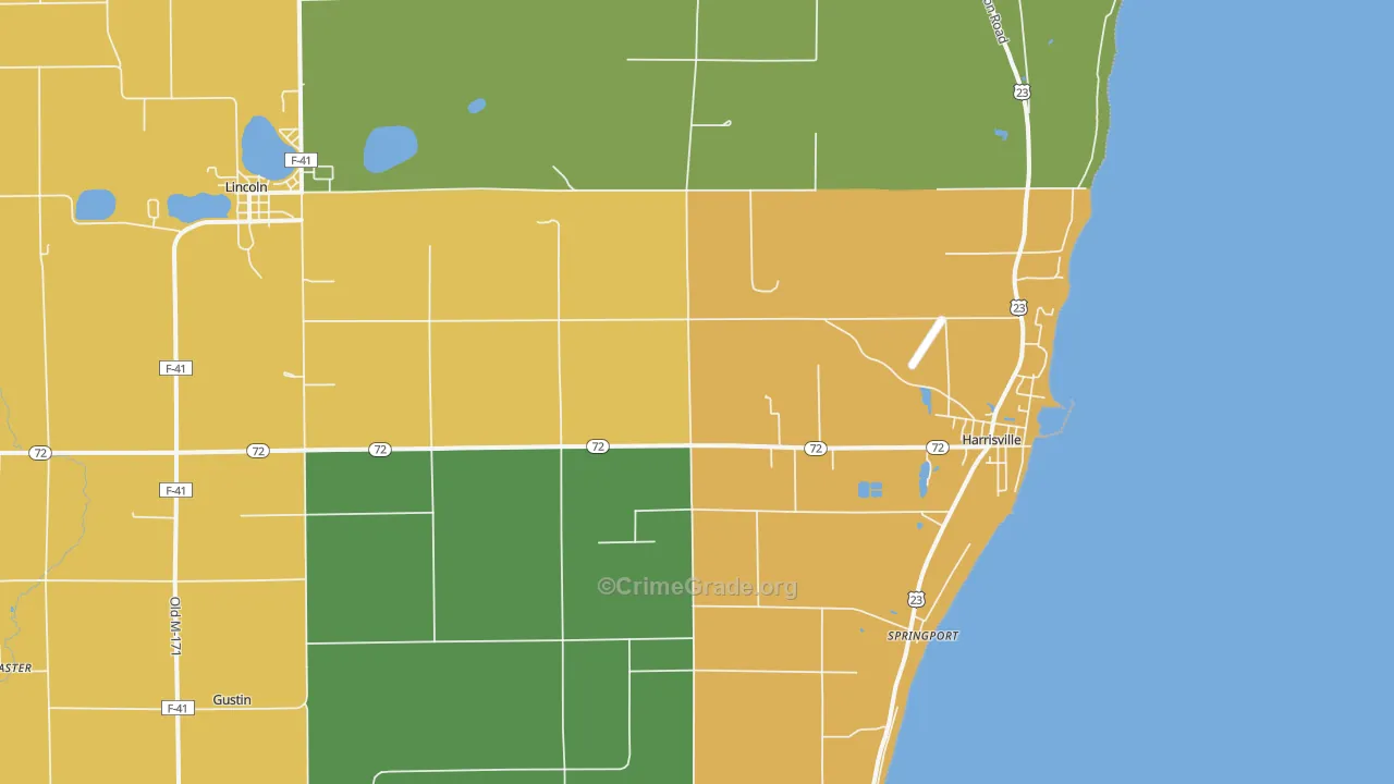Harrisville, MI Map of Vandalism Rates