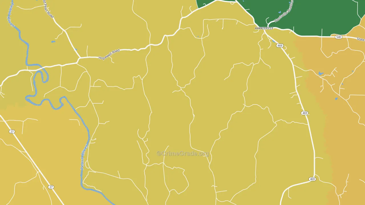 Harrisville, MS Map of Vandalism Rates