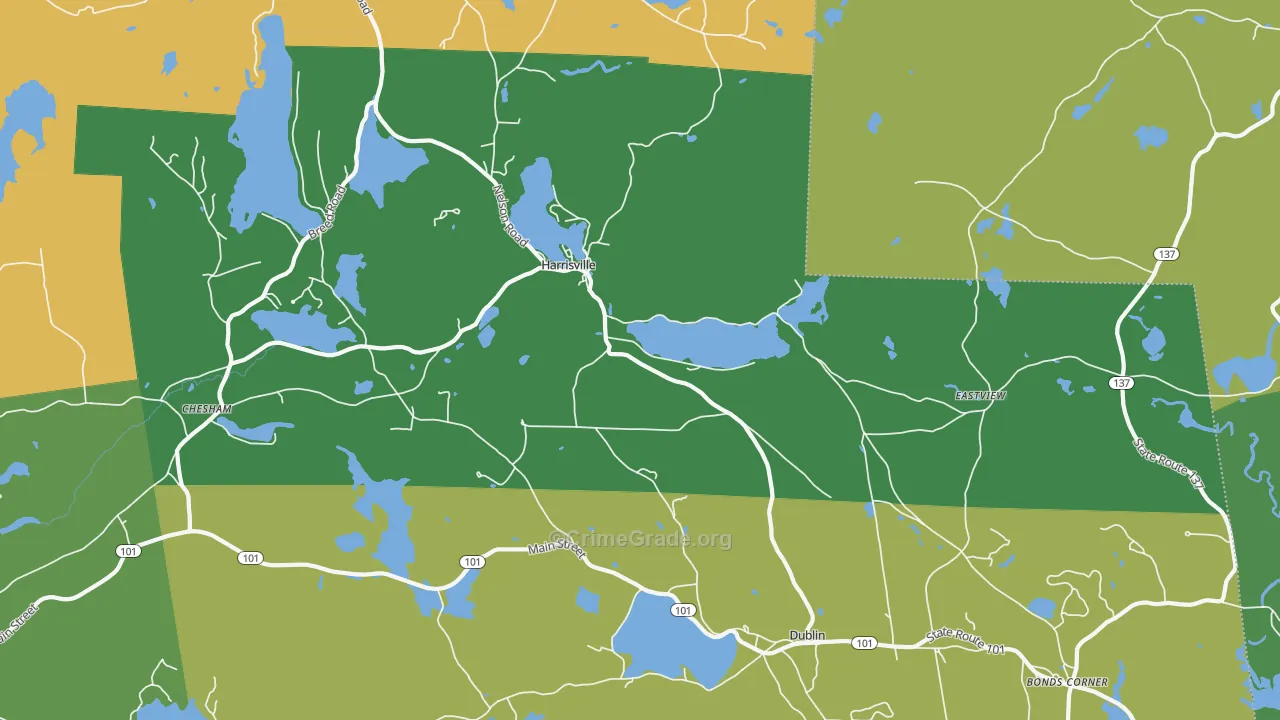Harrisville, NH Map of Vandalism Rates