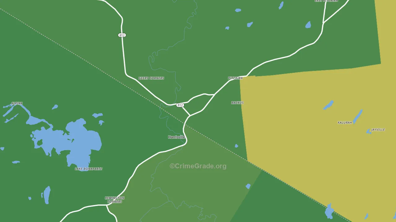 Harrisville, NY Map of Vandalism Rates