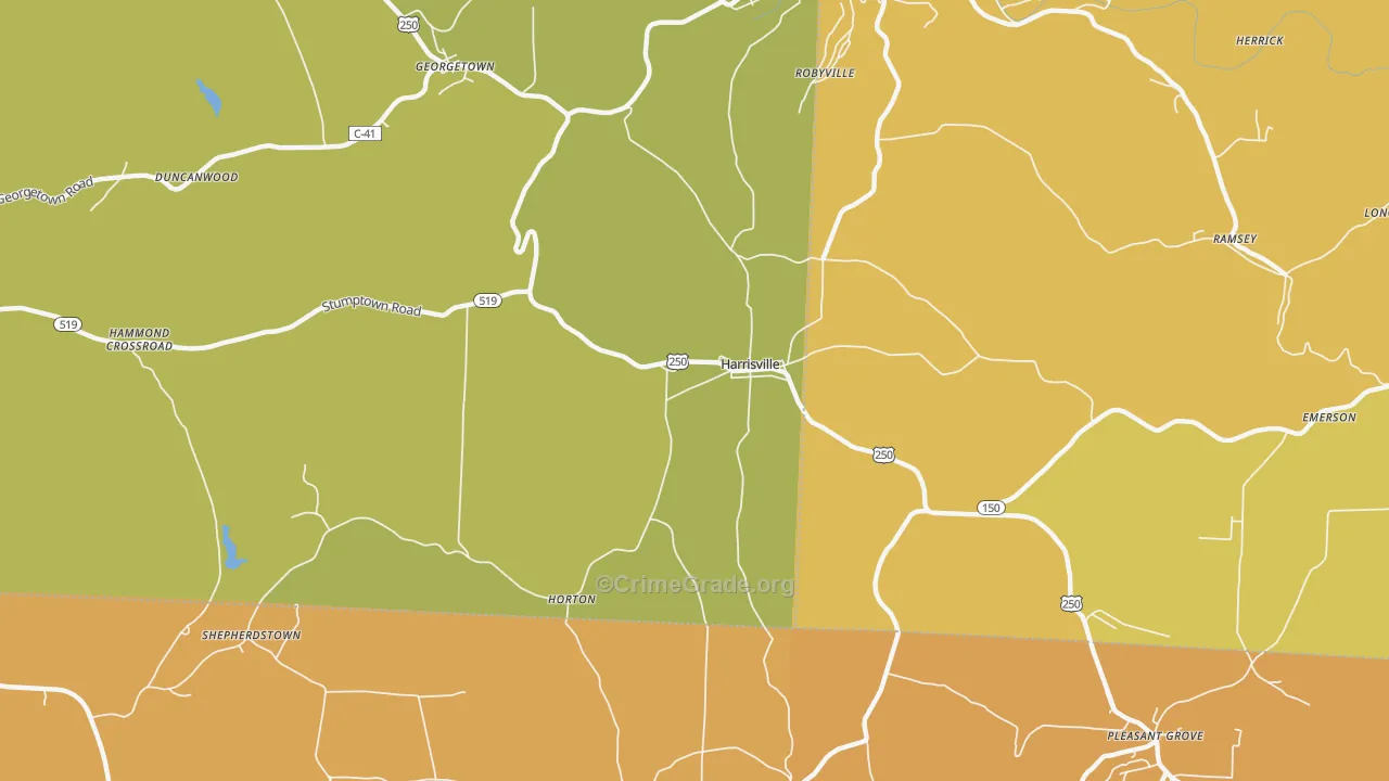 Harrisville, OH Map of Vandalism Rates