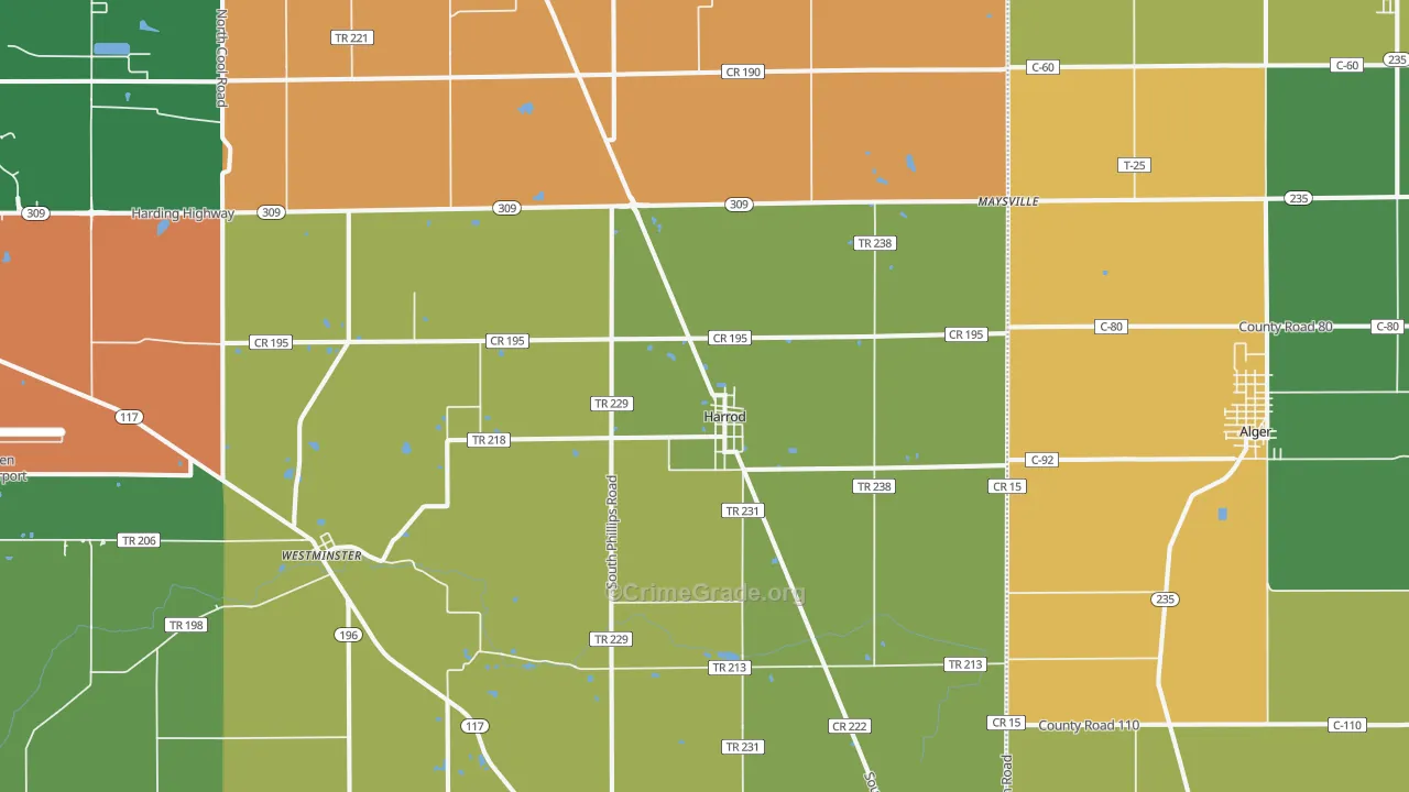 Harrod, OH Map of Vandalism Rates